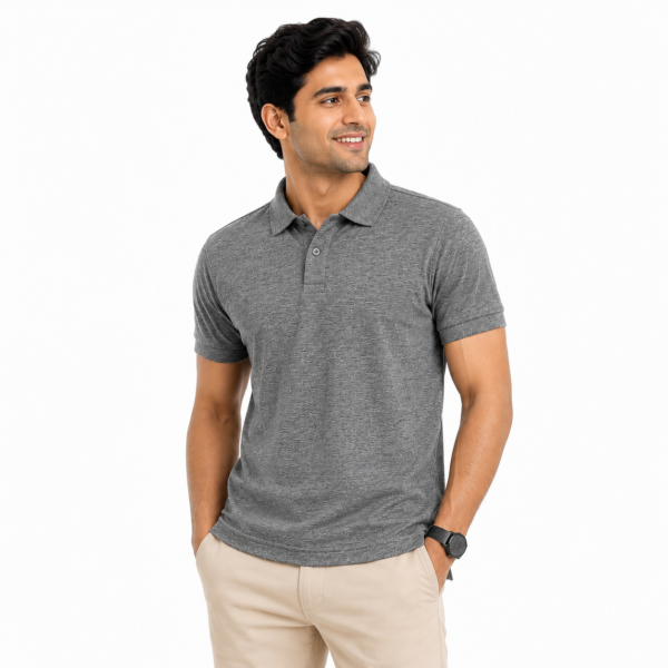 Black Melange Polo T-Shirt