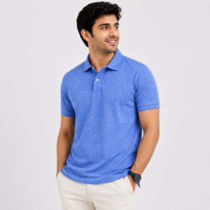 Blue Melange Polo T-Shirt
