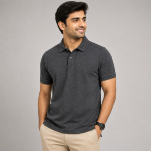 Carbon Grey Melange Polo T-Shirt